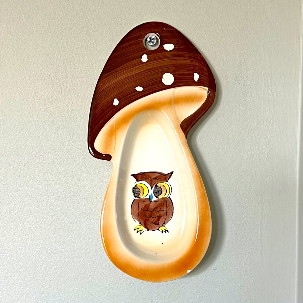 Vintage ceramic owl spoon rest, vintage Japan ceramics